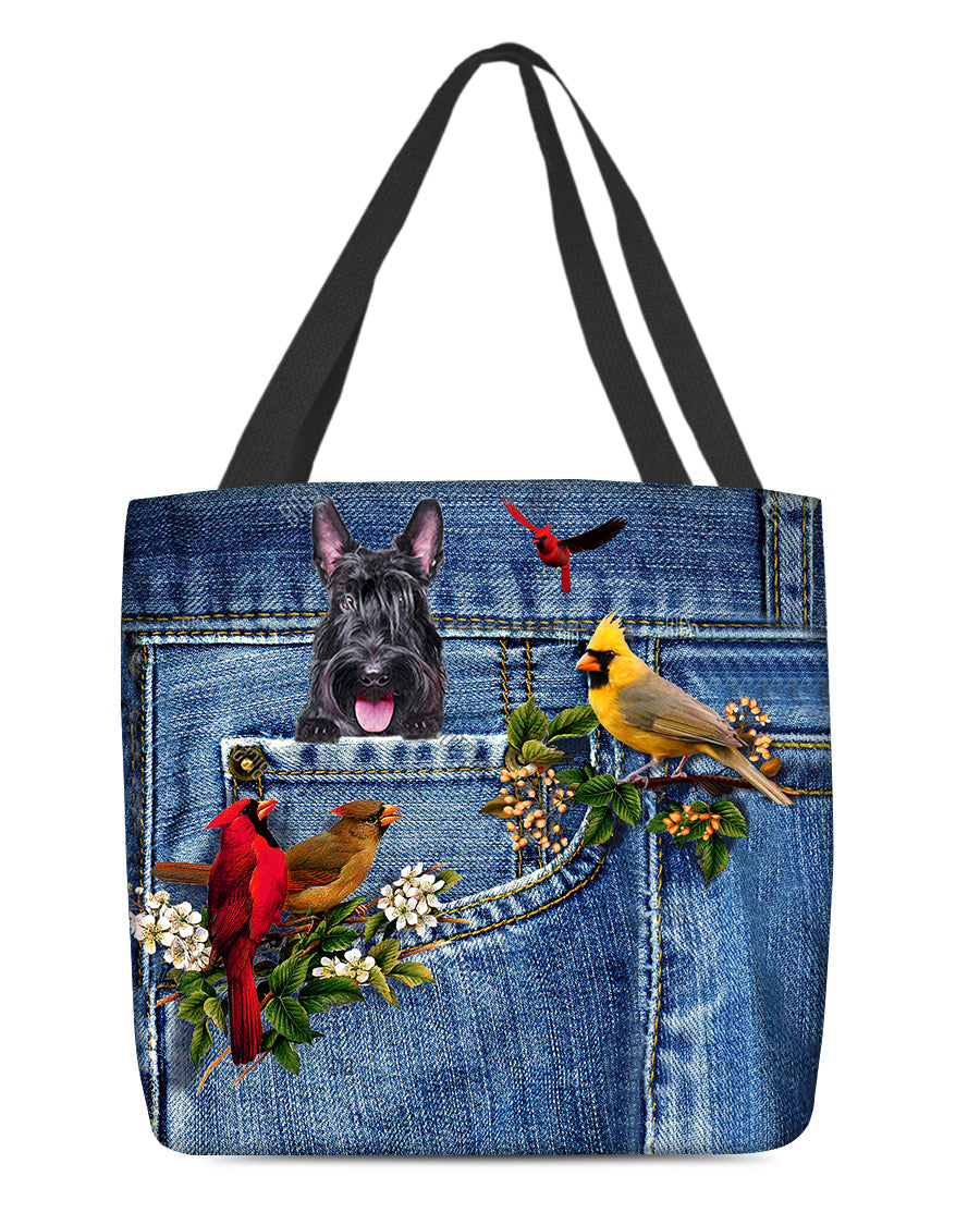 Scottish Terrier-Cardinal &amp; Dog Cloth Tote Bag
