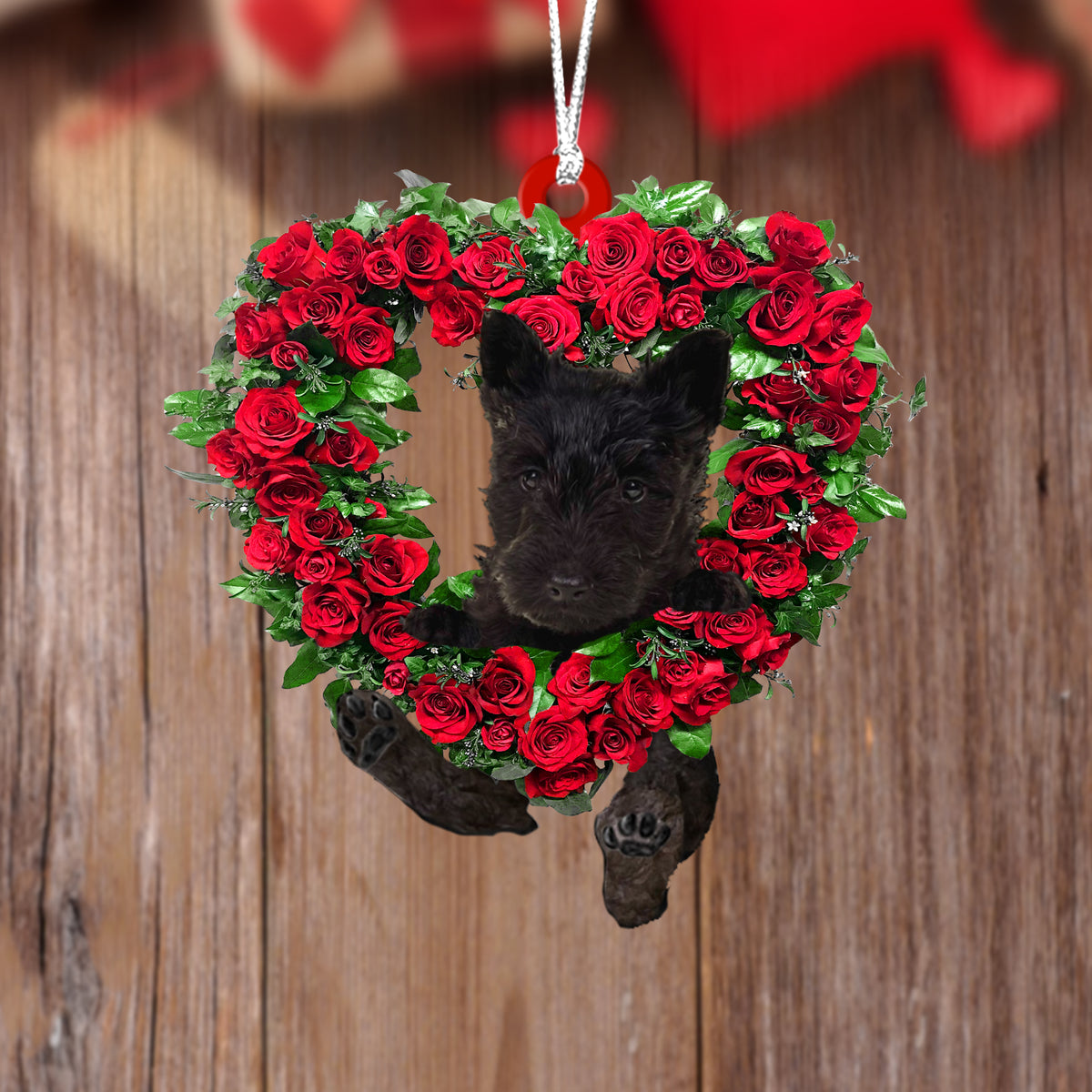 Scottish Terrier-Heart Wreath Two Sides Ornament