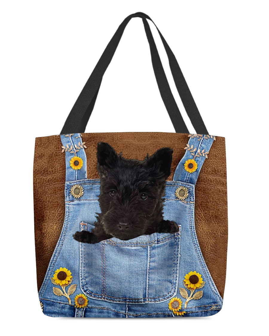 Scottish Terrier And Sunflower-Cloth Tote Bag