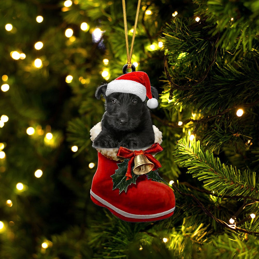 Scottish Terrier-In Santa Boot Christmas-Two Sided Ornament