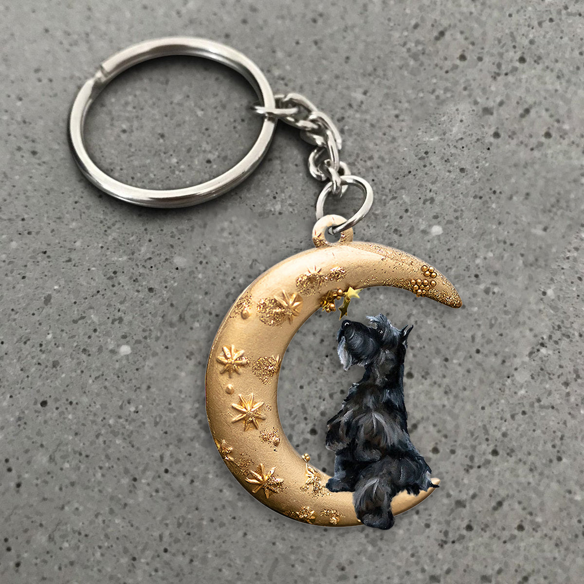 Scottish terrier-Dog &amp; Moon Flat Acrylic Keychain