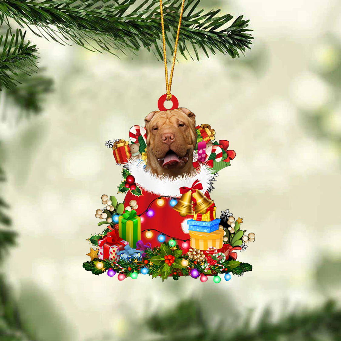 Shar Pei-Christmas Bag Gift-Two Sided Ornament