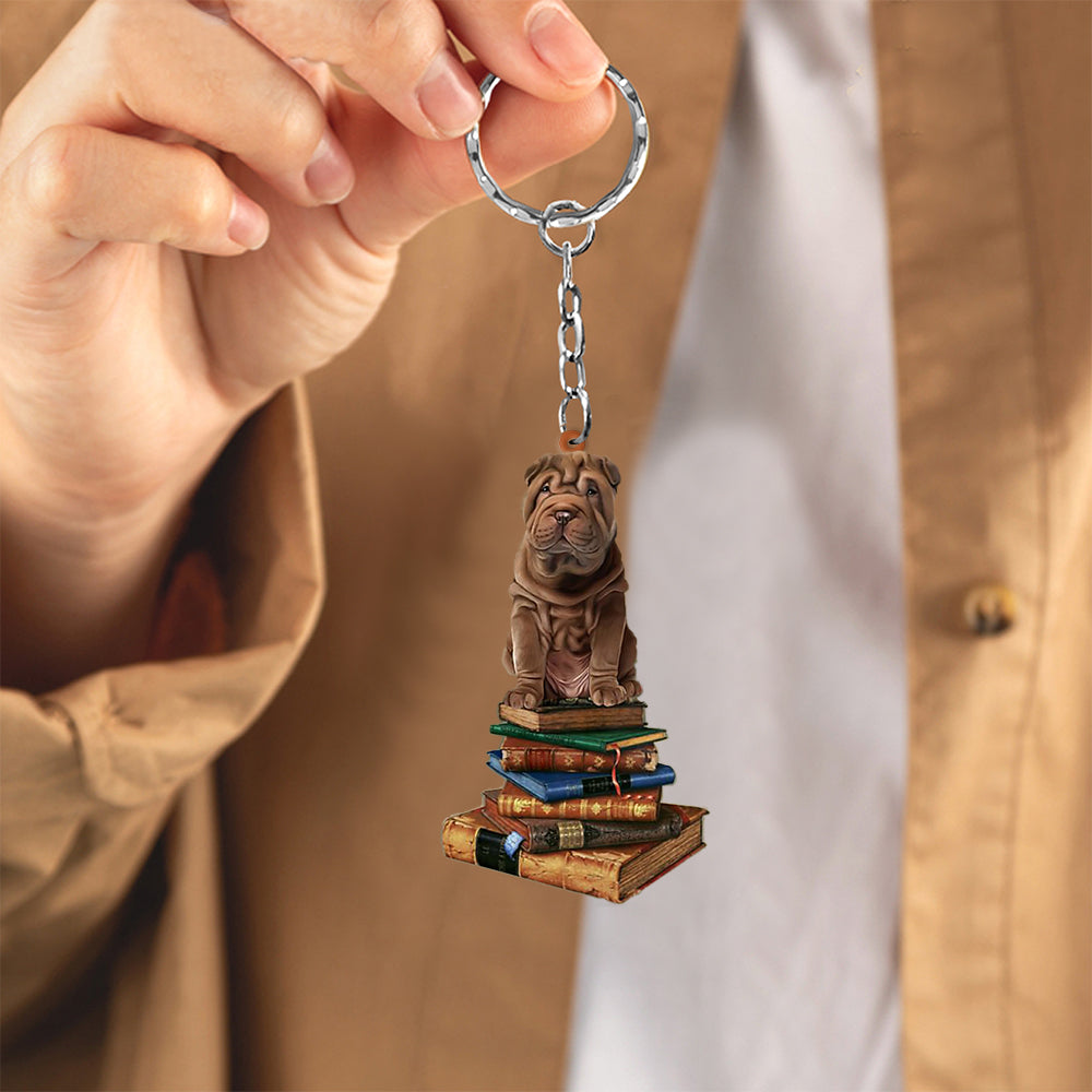 Shar Pei-Sit On The Book-Flat Acrylic Keychain
