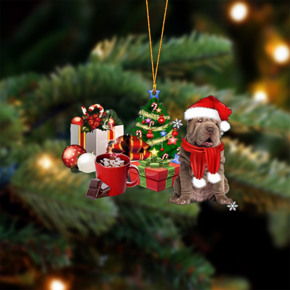 Shar Pei-Christmas girl-Two Sided Ornament