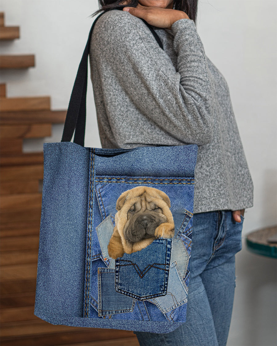 Shar pei-in pocket2-Cloth Tote Bag