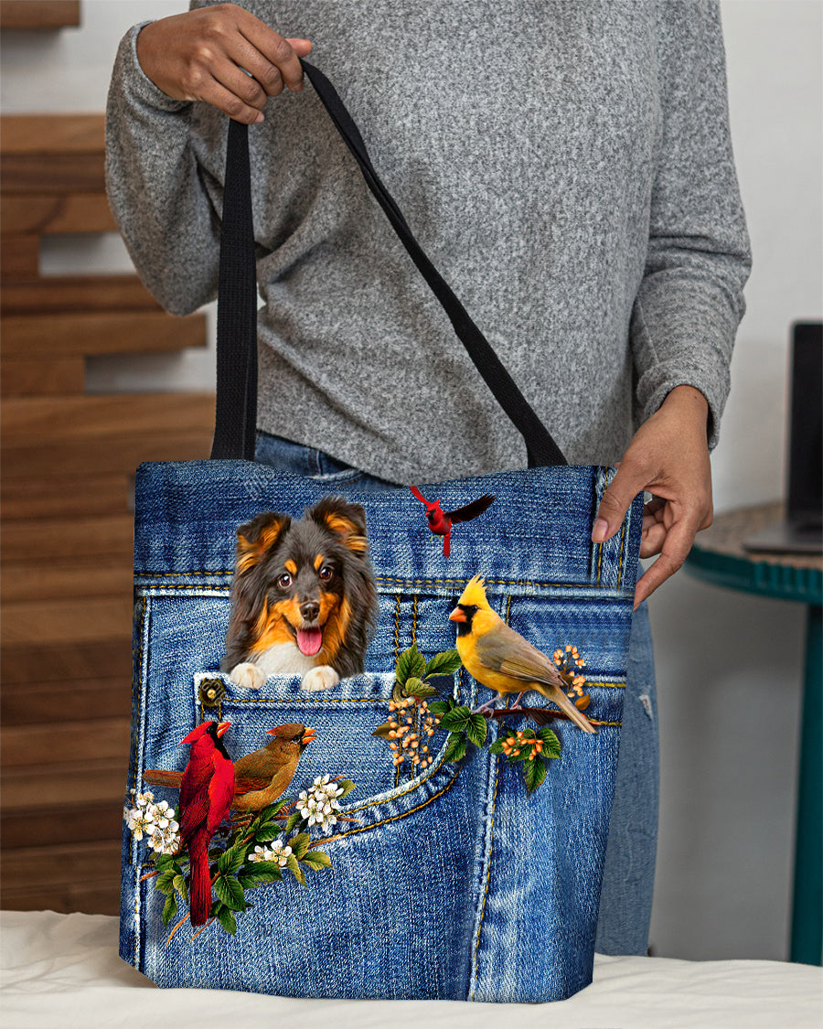 Sheltie-Cardinal &amp; Dog Cloth Tote Bag