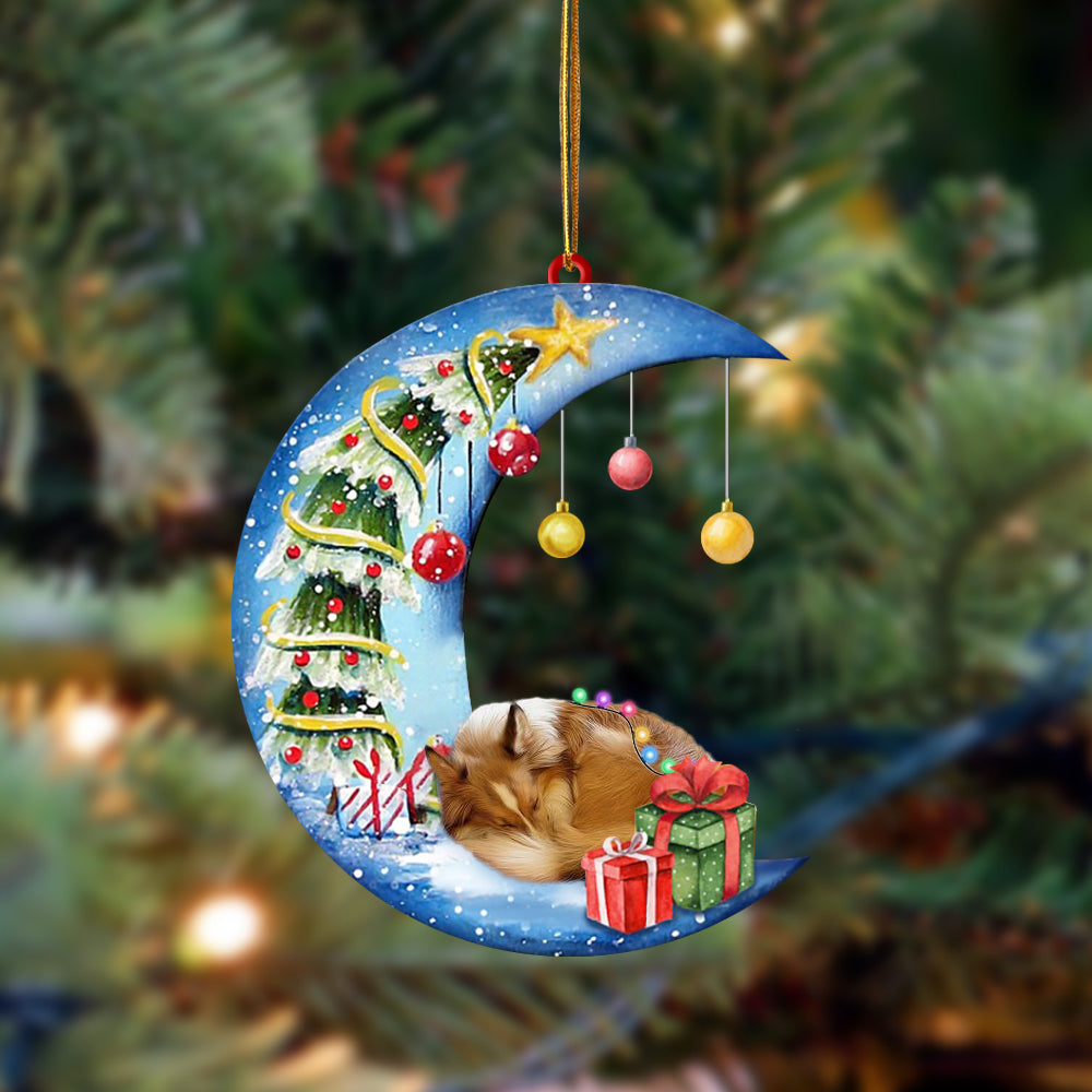 Sheltie-Sleep On The Moon Christmas Two Sided Ornament