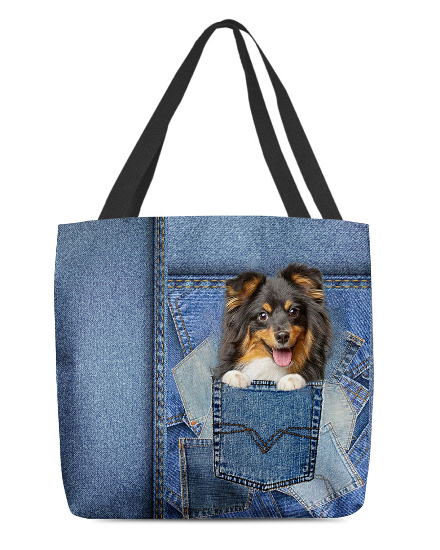 Sheltie-in pocket2-Cloth Tote Bag