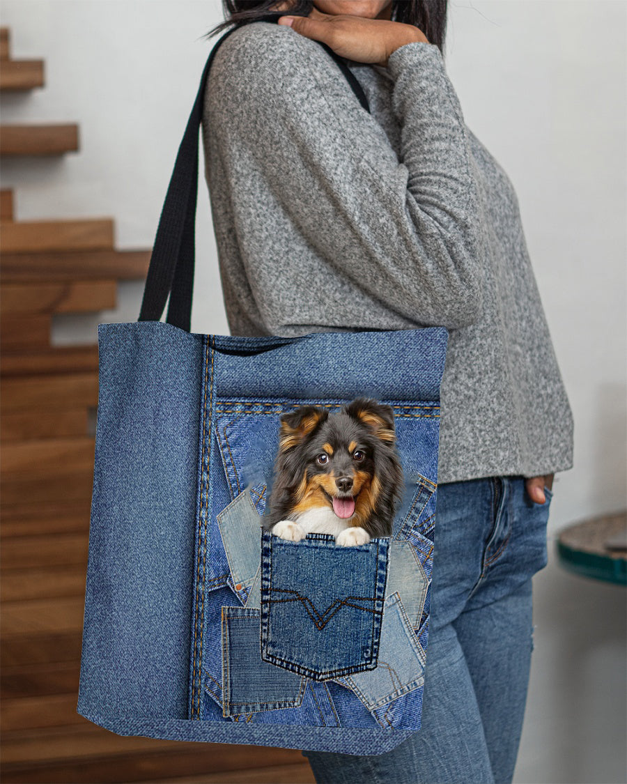 Sheltie-in pocket2-Cloth Tote Bag