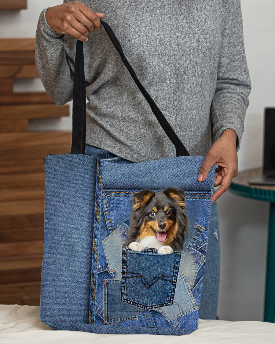 Sheltie-in pocket2-Cloth Tote Bag