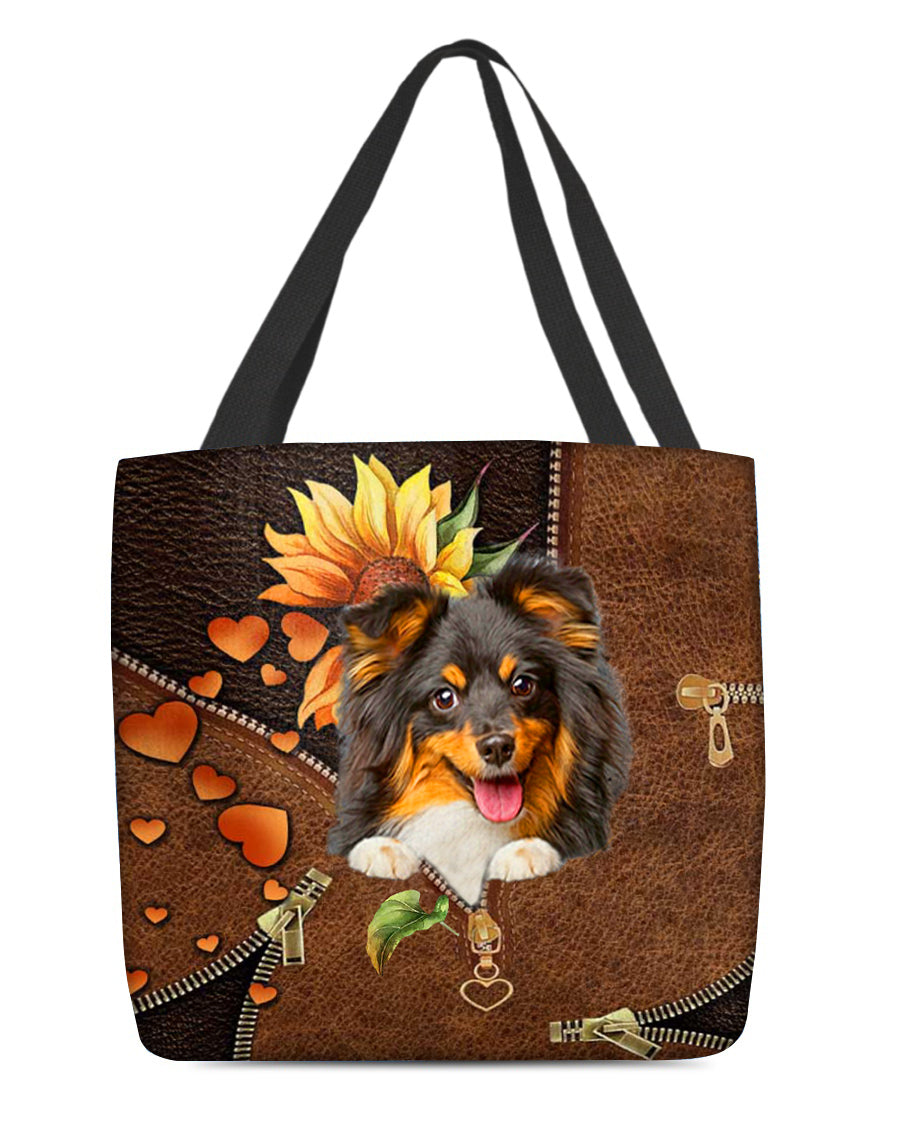 Sheltie-Sunflower&amp;zipper Cloth Tote Bag