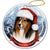 Sheltie (Sable) Santa Hat Porcelain Christmas Ornament