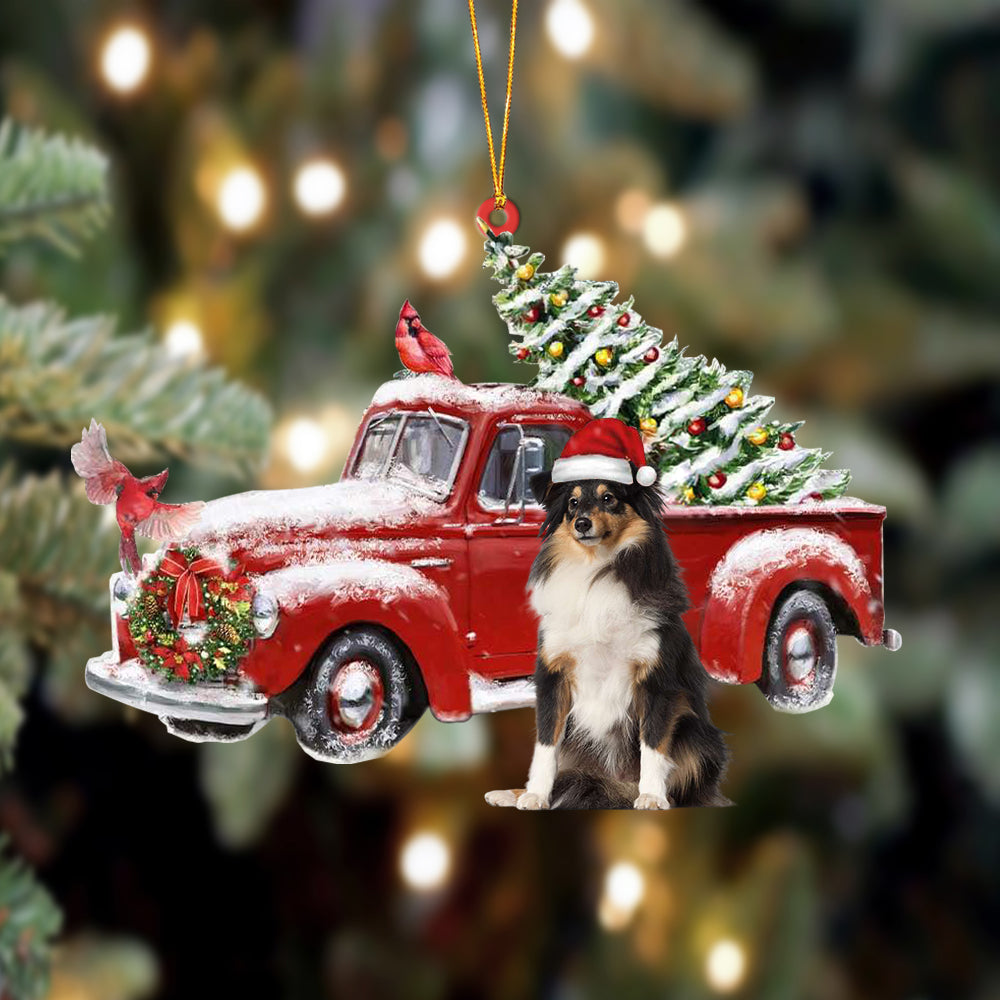 Shetland Sheepdog-Cardinal & Truck Two Sided Ornament