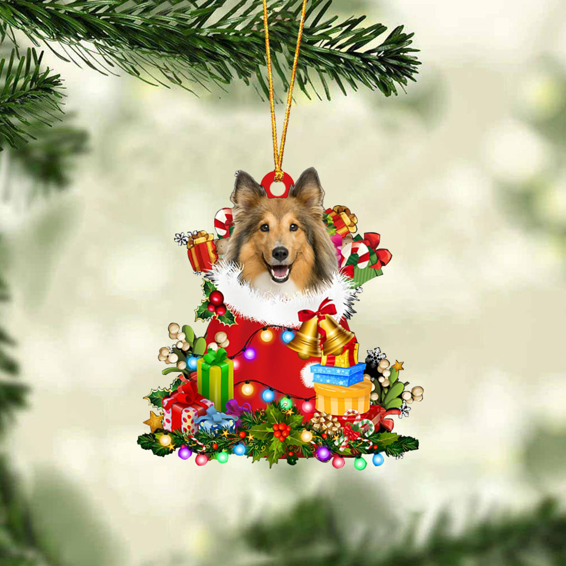 Shetland Sheepdog-Christmas Bag Gift-Two Sided Ornament