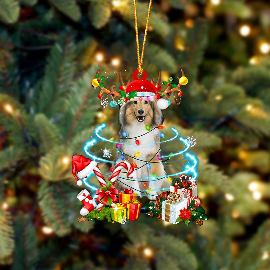 Shetland Sheepdog-Christmas Candy&Gift-Two Sided Ornament