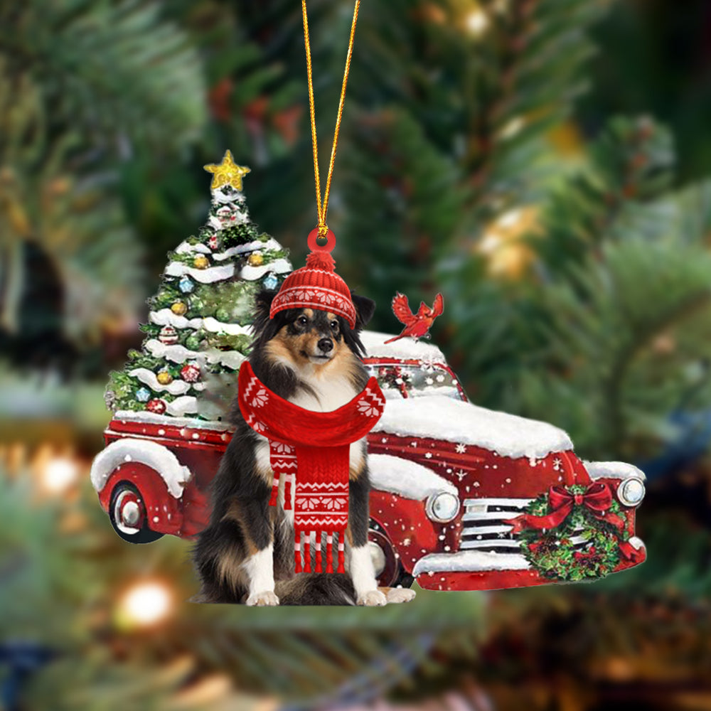 Shetland Sheepdog-Christmas Car Two Sided Ornament