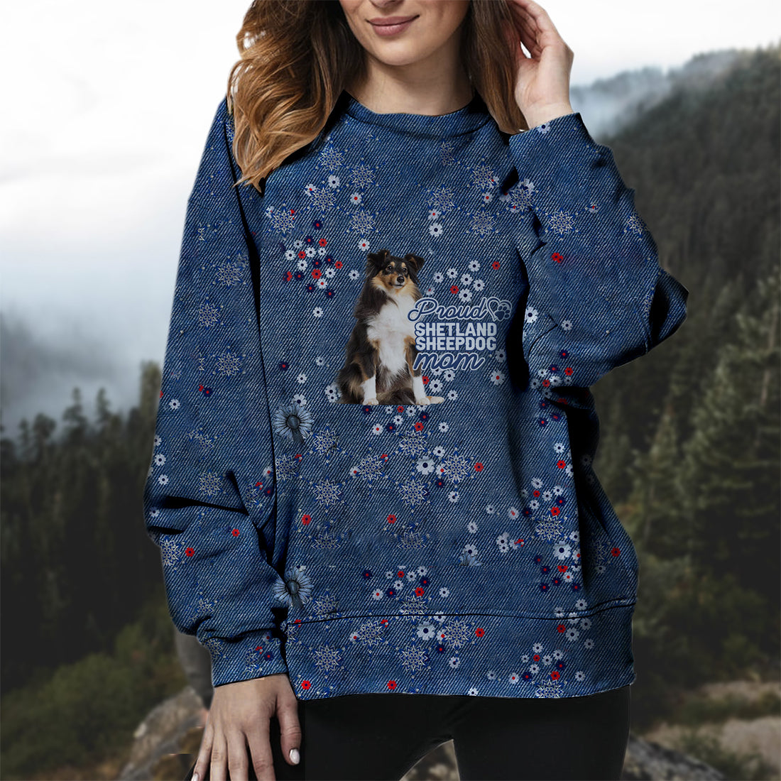 Shetland Sheepdog-Pround Mom-Premium Sweatshirt
