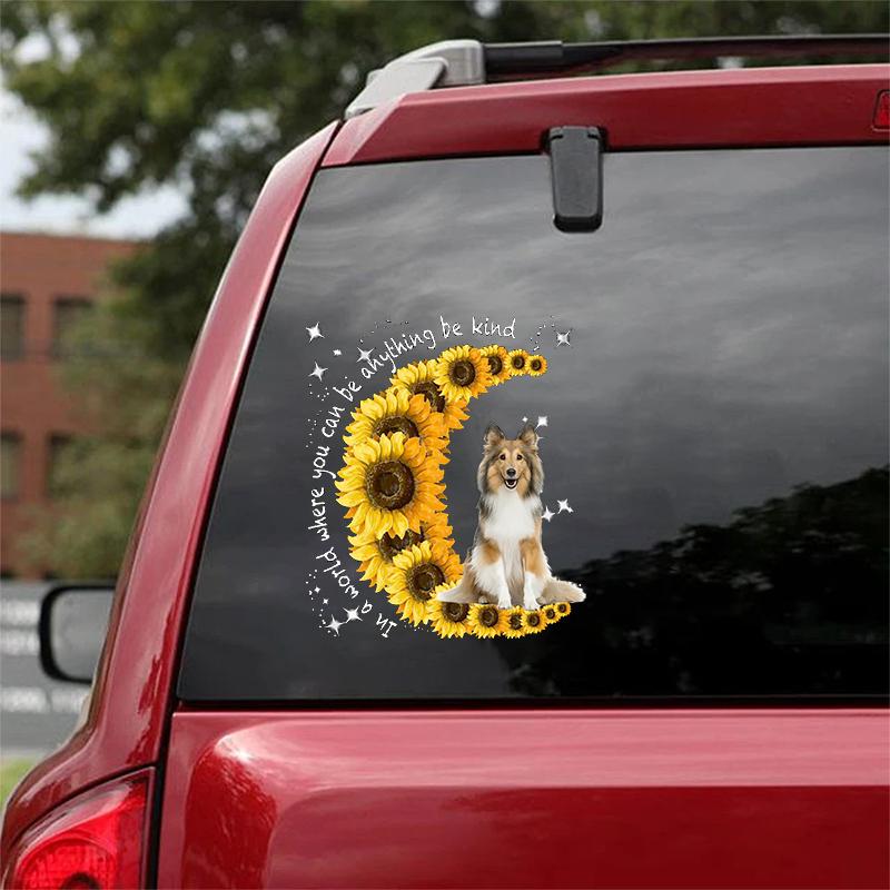 Shetland Sheepdog-Sunflower Be Kind Car Sticker