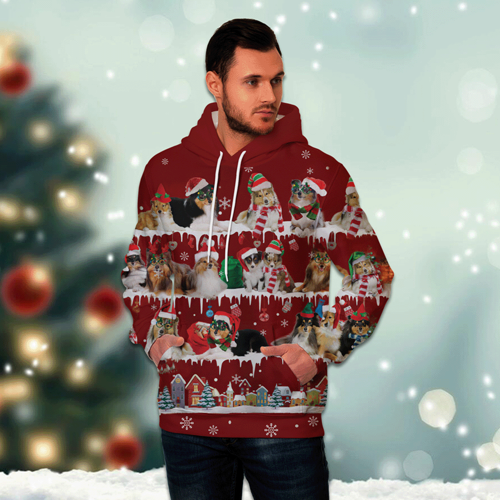 Shetland Sheepdog - Snow Christmas - 3D Hoodie