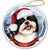 Shih-Tzu (Black & White) Santa Hat Porcelain Christmas Ornament