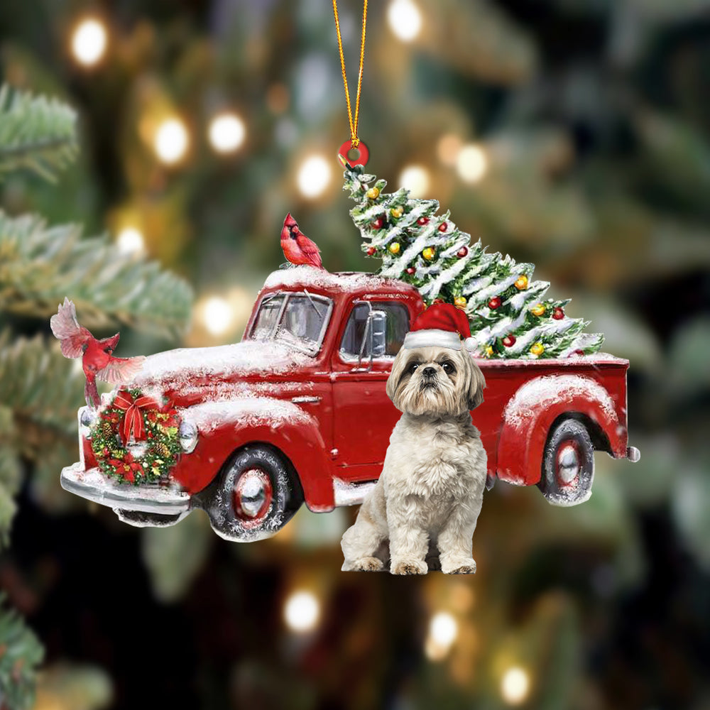 Shih Tzu-Cardinal &amp; Truck Two Sided Ornament