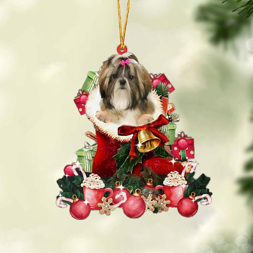 Shih Tzu 1-Red Boot Hanging Ornament