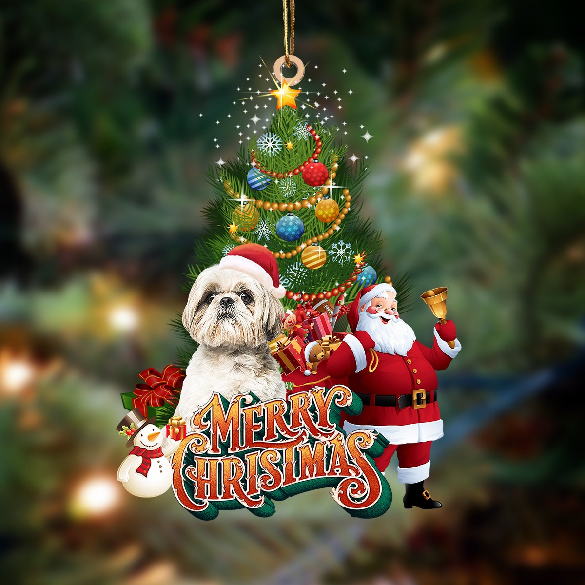 Shih Tzu2-Christmas Tree&amp;Dog Hanging Ornament