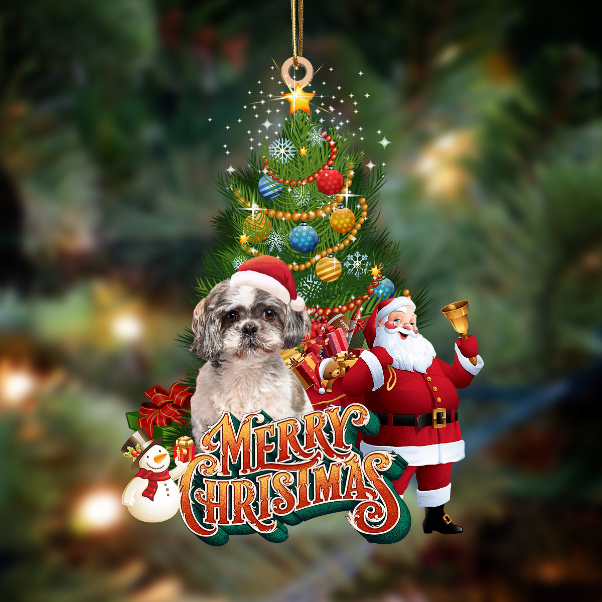 Shih Tzu 2-Christmas Tree&amp;Dog Hanging Ornament