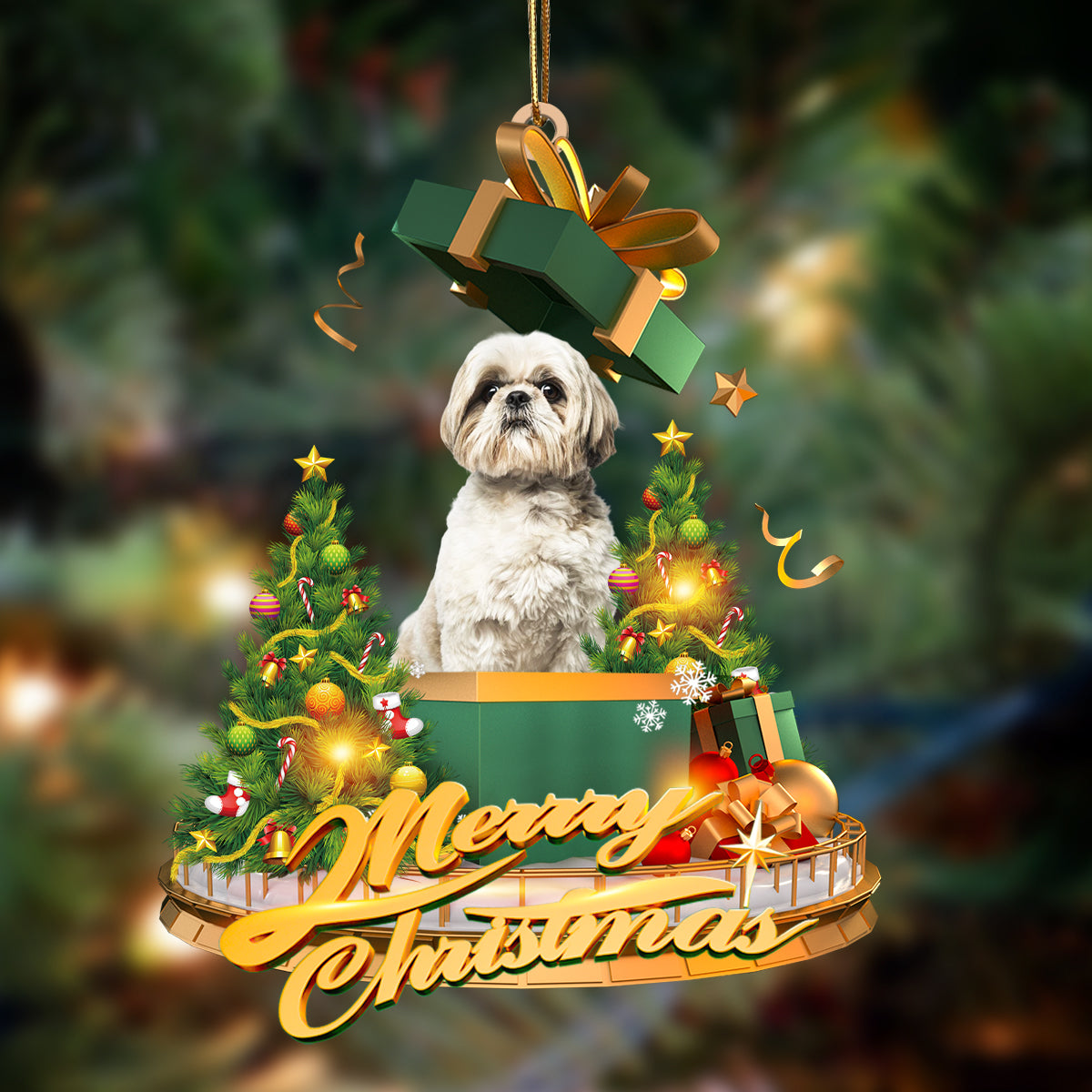 Shih Tzu 2-Christmas Gifts&amp;dogs Hanging Ornament