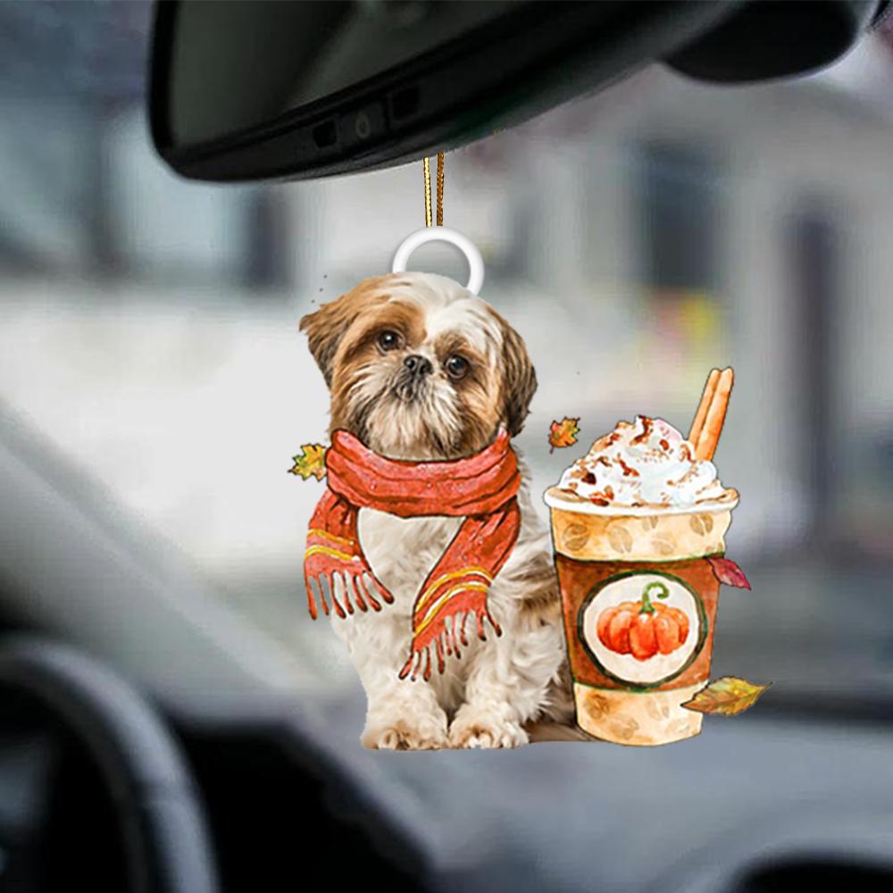 Shih Tzu 2-Pumpkin Spice Kinda-Two Sided Ornament