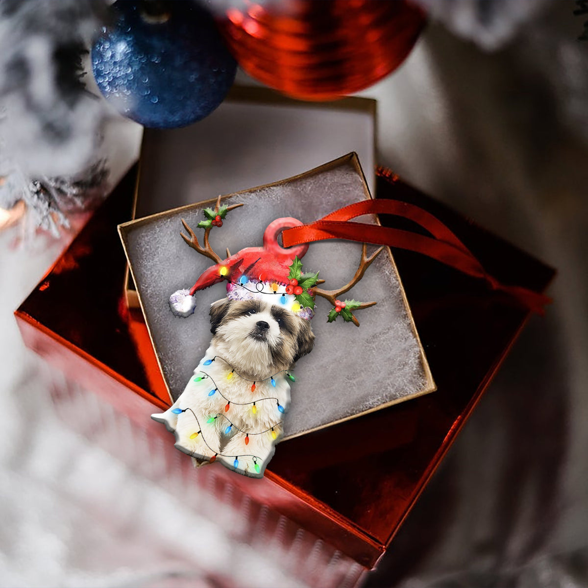 Shih Tzu Christmas Shape Ornament