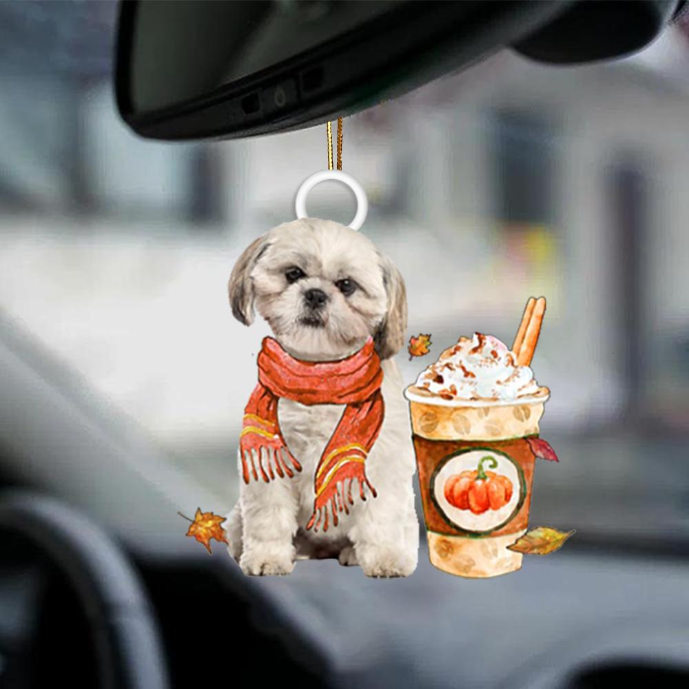 Shih Tzu-Pumpkin Spice Kinda-Two Sided Ornament