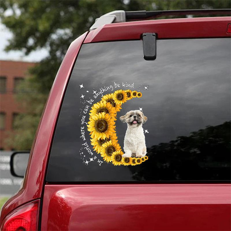 Shih Tzu-Sunflower Be Kind Car Sticker