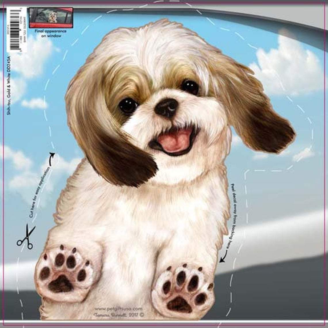 Shih Tzu (Gold &amp; White)-On The Move Window Car Sticker