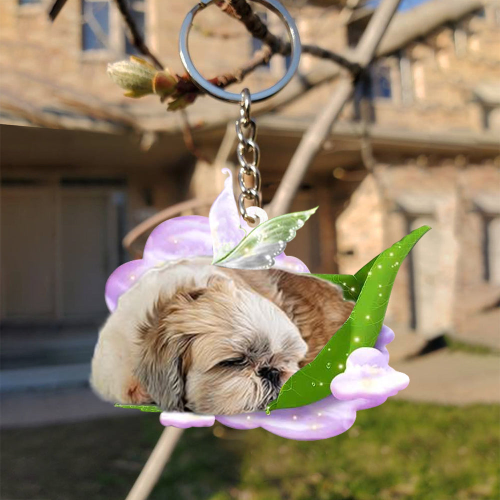 Shih tzu-Sleep On Fallen Leaves Flat Acrylic Keychain