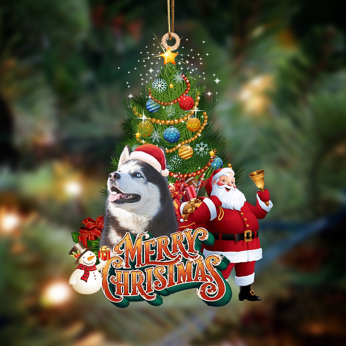 Siberian Husky-Christmas Tree&amp;Dog Hanging Ornament