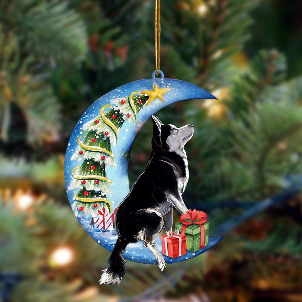 Siberian Husky1 Sit On The Blue Moon-Two Sided Ornament