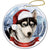 Siberian Husky Black & White Blue Eyes Santa Hat Porcelain Christmas Ornament