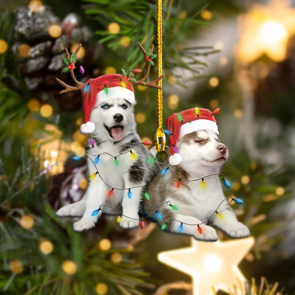Siberian Husky Christmas Shape Ornament