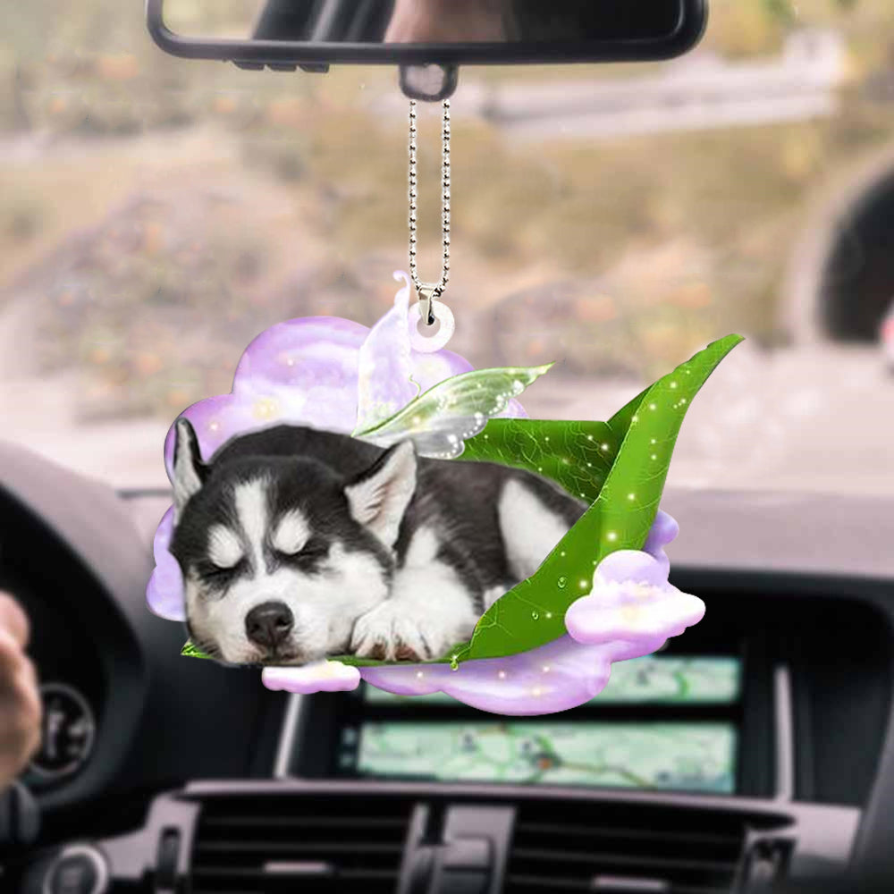 Siberian Husky-Sleep On Fallen Leaves-Two Sided Ornament