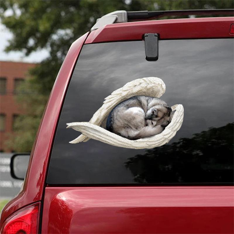 Siberian husky-sleeping angel CAR STICKER