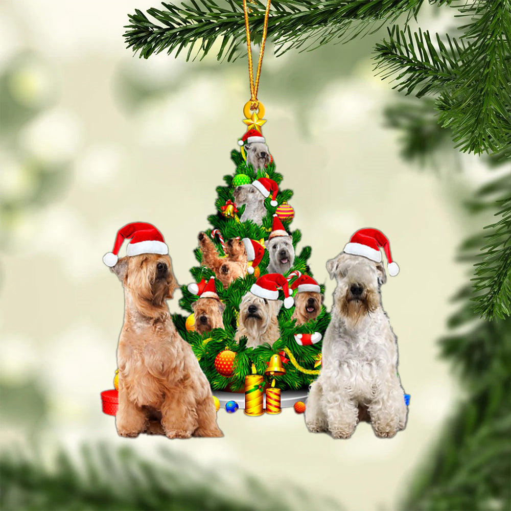 Soft Coated Wheaten Terrier-Xmas Tree&amp;Dog-Two Sided Ornament