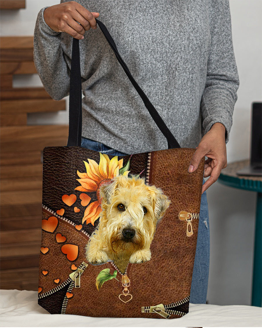 Soft Coated Wheaten Terrier-Sunflower&amp;zipper Cloth Tote Bag