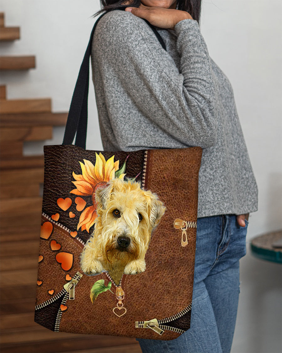 Soft Coated Wheaten Terrier-Sunflower&amp;zipper Cloth Tote Bag