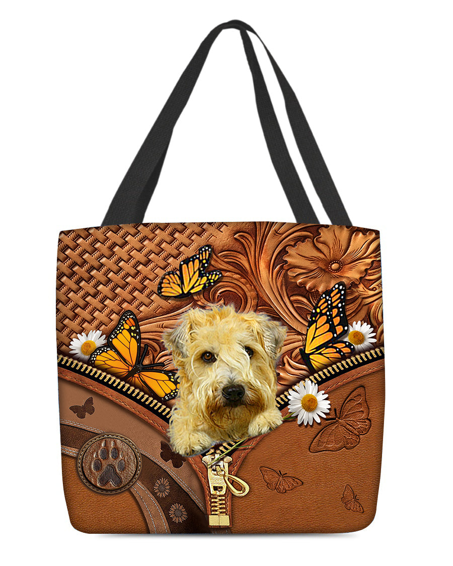 Soft Coated Wheaten Terrier Butterfly Daisy Cloth Tote Bag