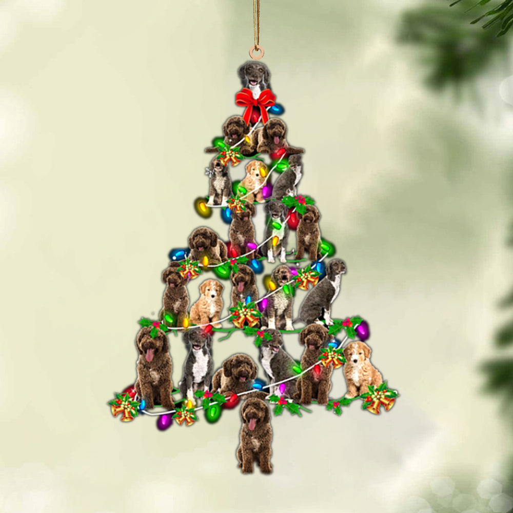 Spanish Water Dog-Christmas Tree Lights-Two Sided Ornament