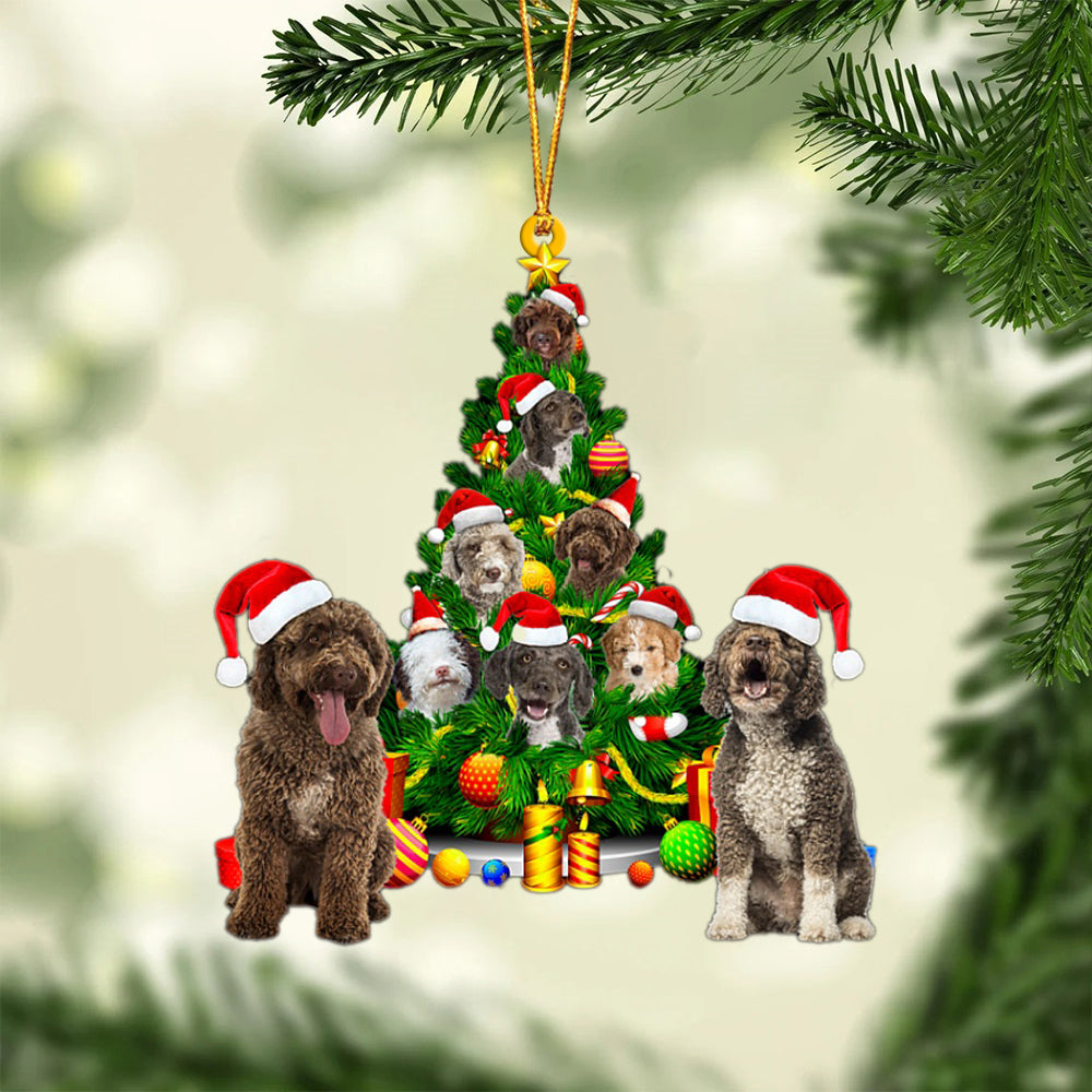 Spanish Water Dog-Xmas Tree&amp;Dog-Two Sided Ornament
