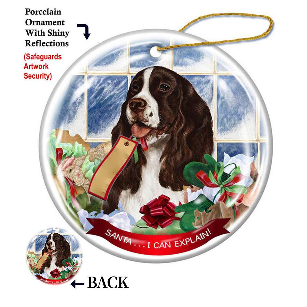 Springer Spaniel Liver&White Porcelain Hanging Ornament