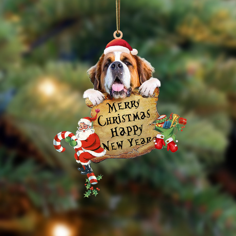 St Bernard-Christams &amp; New Year Two Sided Ornament