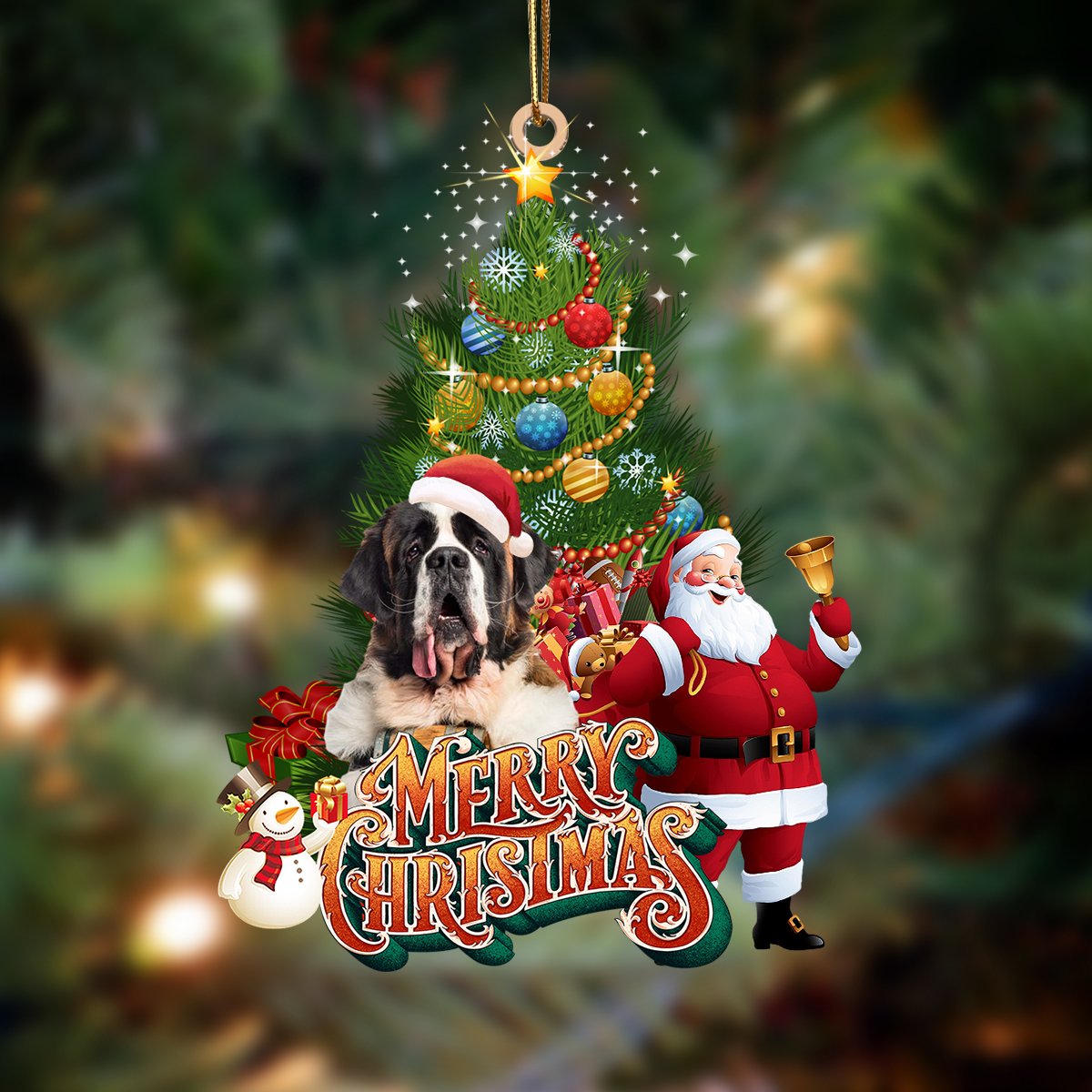 St Bernard-Christmas Tree&amp;Dog Hanging Ornament